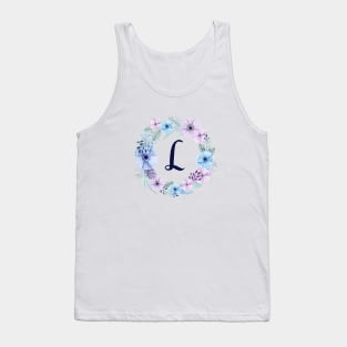 Floral Monogram L Icy Winter Blossoms Tank Top